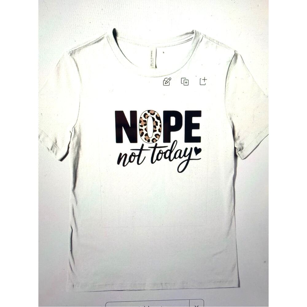 Graphic 'NOPE not today' Short Sleeve Tee - White with Leopard Accent